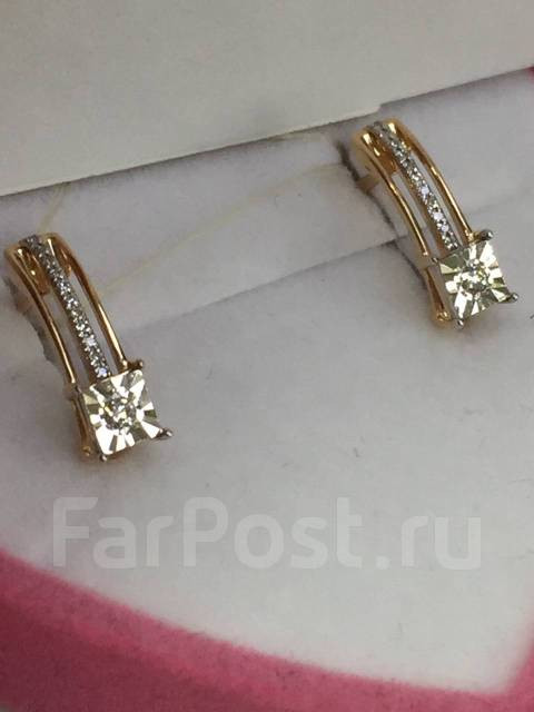 Серьги с бриллиантами розовое золото 585 пробы арт С-2466 Серьги с бриллиантами розовое золото 585 пробы арт С-2466
