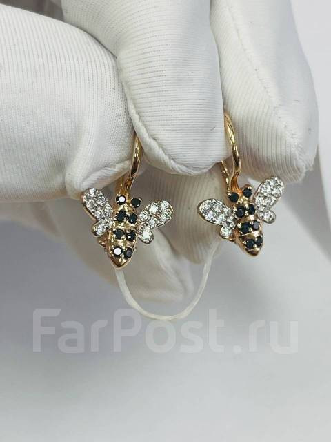 Серьги детские золото 585 пробы с фианитами арт С-2613 Серьги детские золото 585 пробы с фианитами арт С-2613